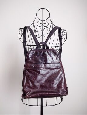 Vintage Leather Mini Backpack Brown Burgundy Small Backpack Minimalist